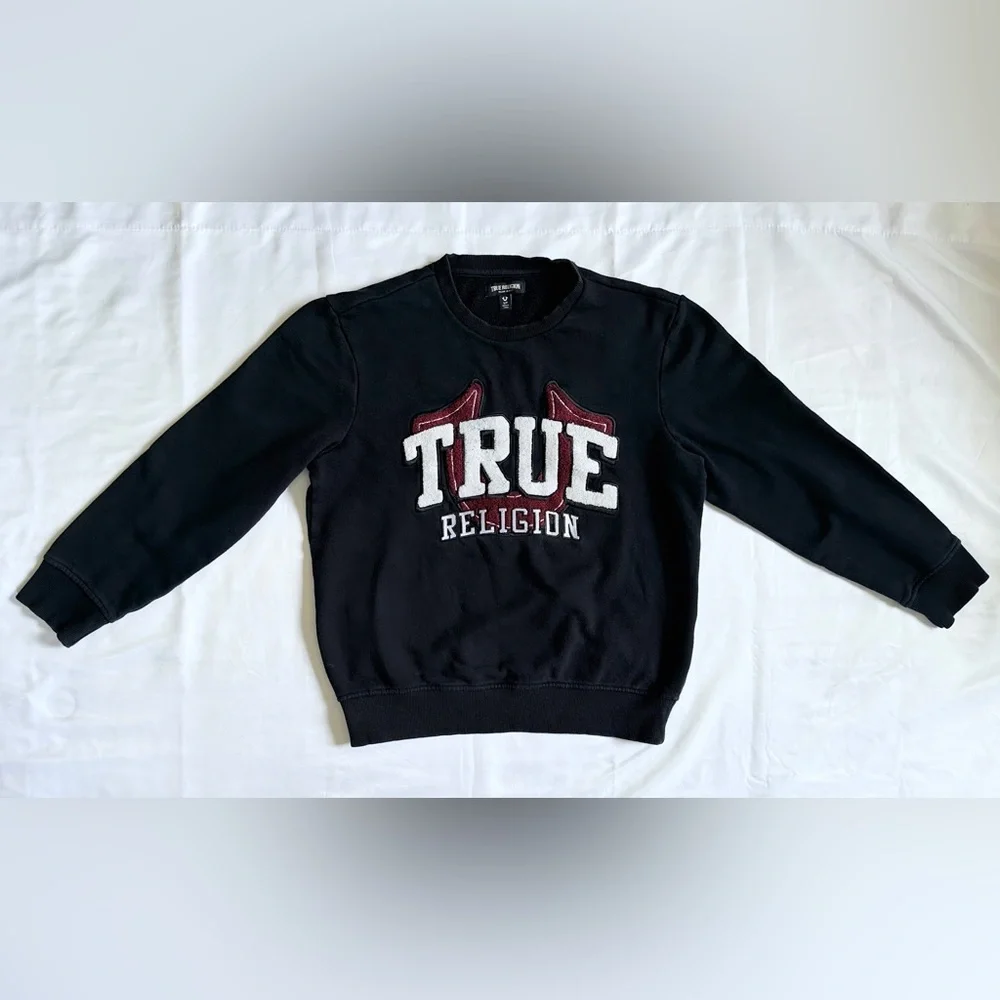 True Religion Chenille True Logo Crewneck - Black - S